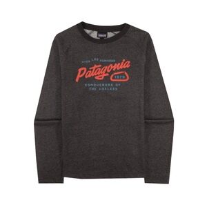 Patagonia Splitter Script Lightweight Crew Neck Sweatshirt Dark Gray Sweater